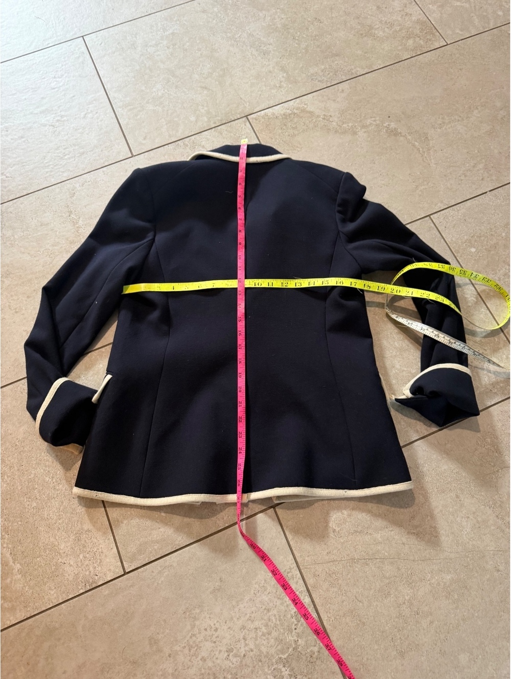 Veronica beard navy Edison blazer white trim sailor nautical style 10 *flawed* - Picture 6 of 6